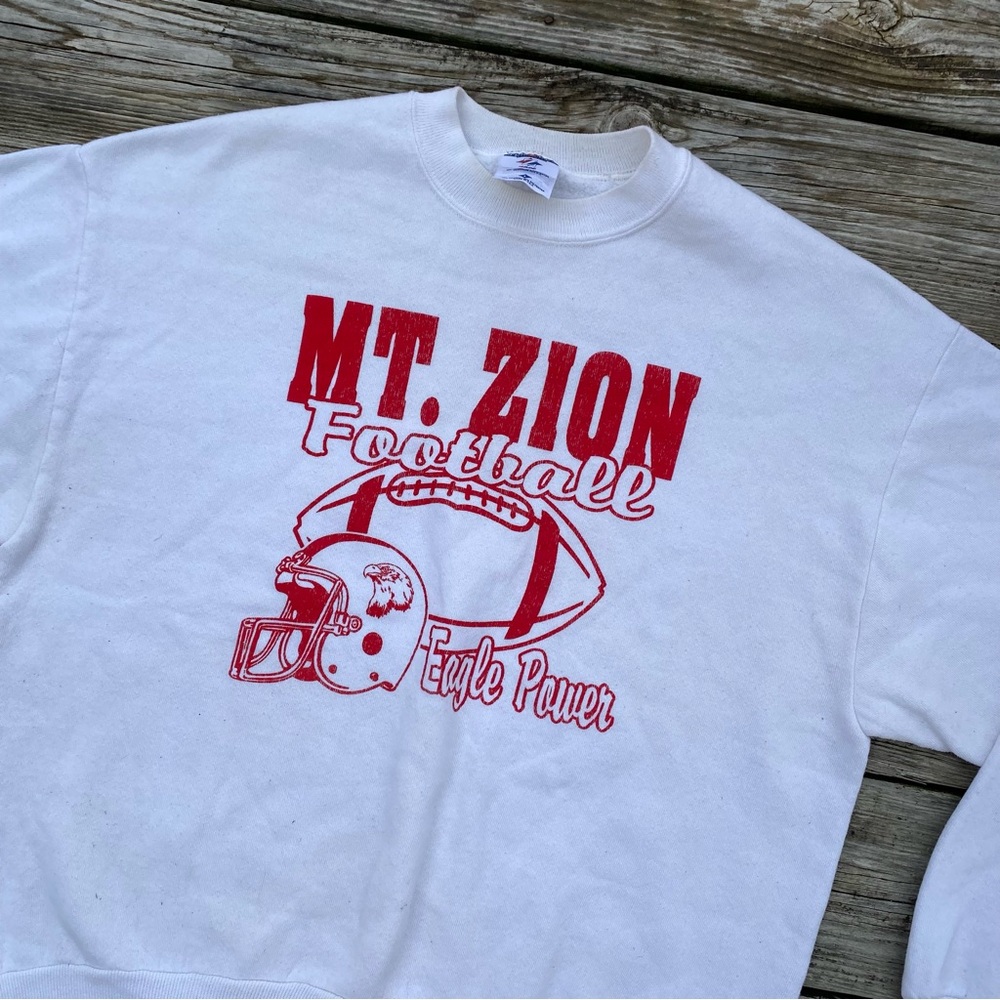 Vtg. 90s Jerzees Mount Zion Football Eagle Power Graphic Pullover Sweatshirt